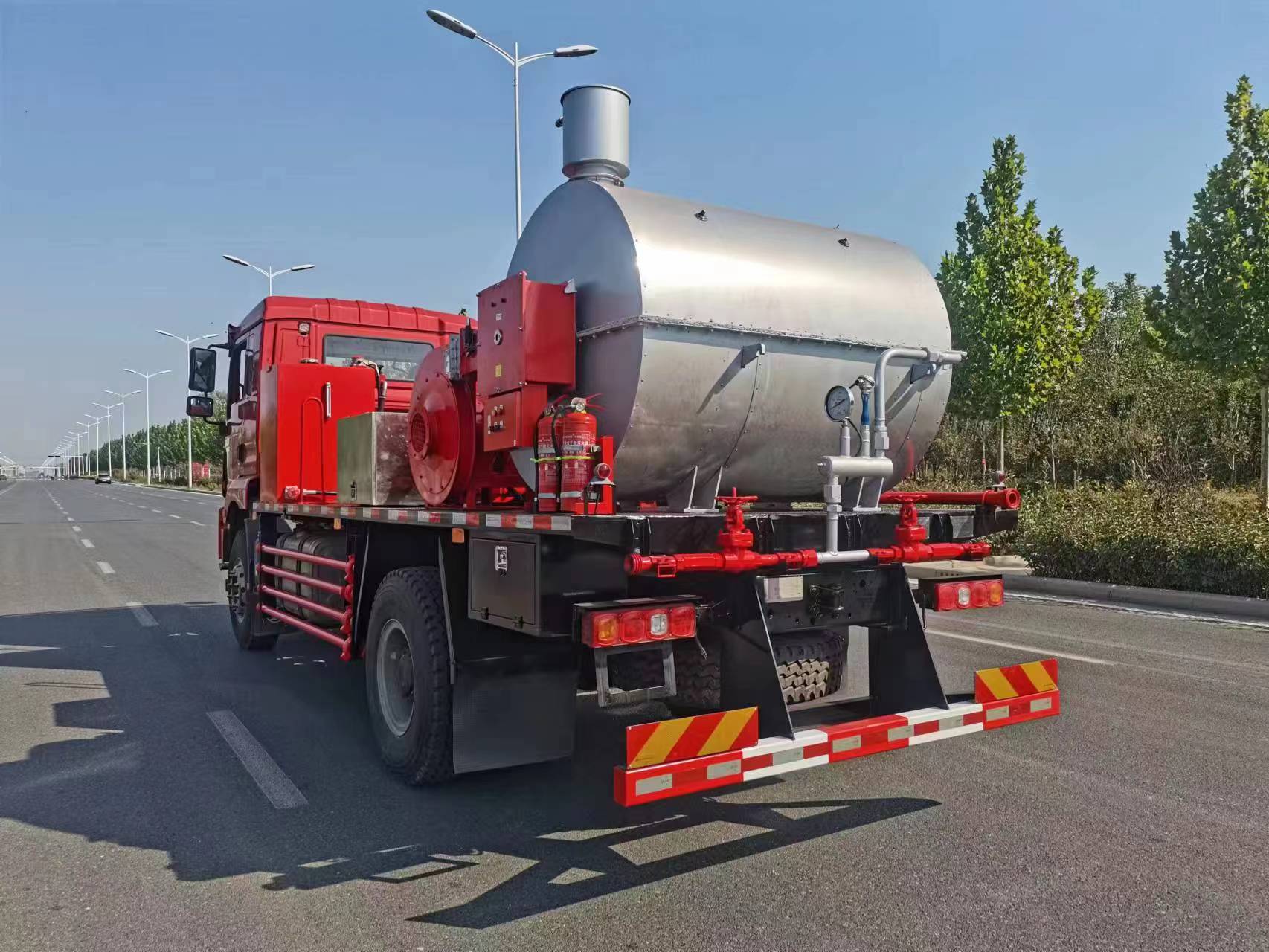 Wax removal truck heating furnace close-up — high-efficiency coil-tube heat exchanger
