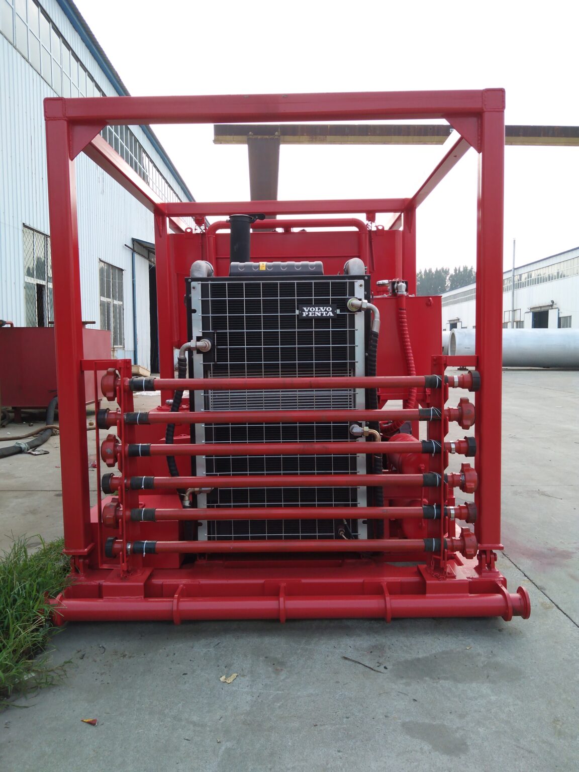 Cementing unit piping and equipment layout prepared for buyer inspection